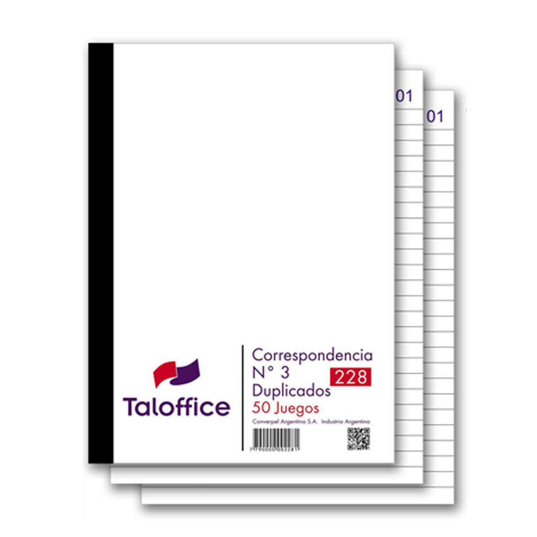 TALONARIO TAL-OFFICE  DE CORRESPONDENCIA NRO.3 DUPLICADO (ART.228)