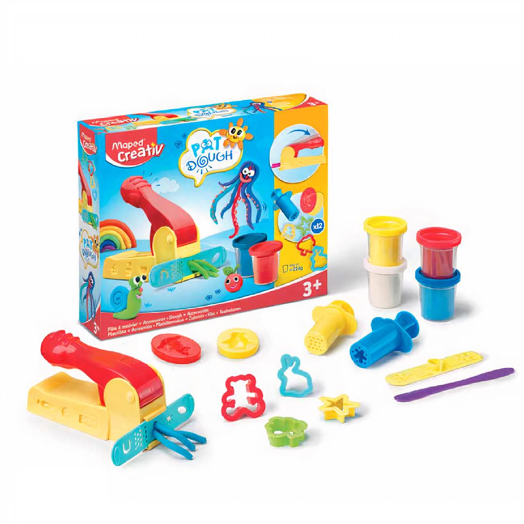 SET MASA P/MODELAR MAPED CREATIV 4 POTES Y EXTRUSORA (907215)