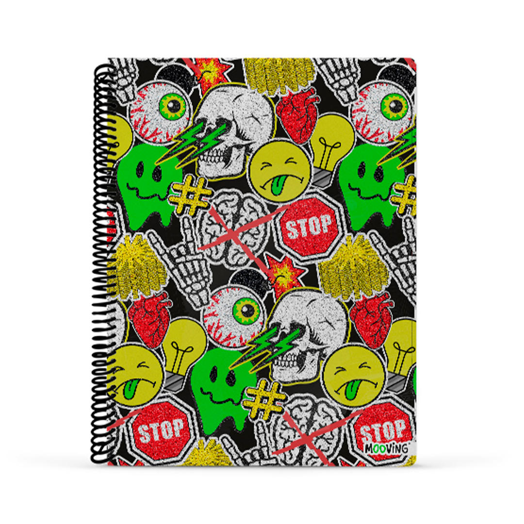 CUADERNO MOOVING 29/7 T. FLEX. X 80 HJS. RAYADO BLACK MOOD