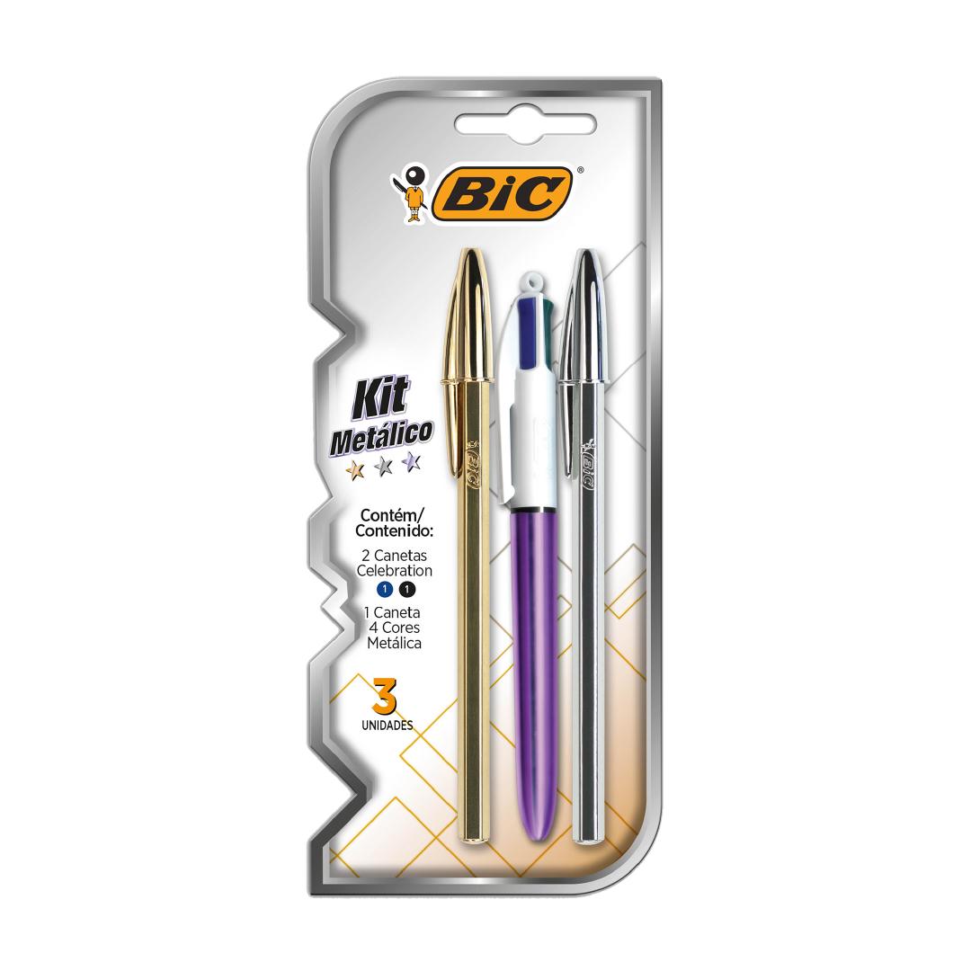 KIT BOLIGRAFOS BIC METALICOS BLISTER X 3 PIEZAS