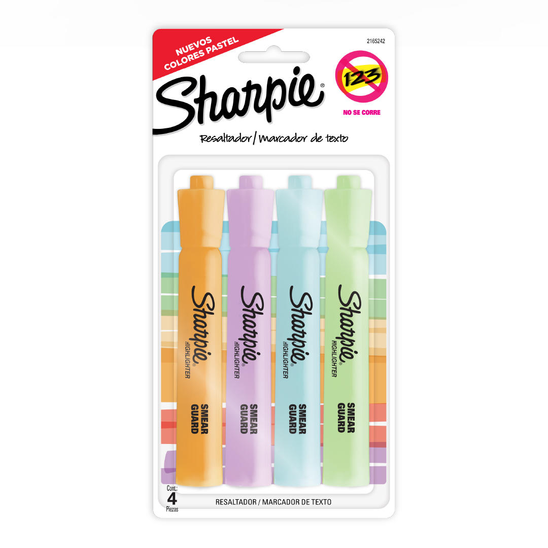 RESALTADOR SHARPIE ACCENT TANK PASTEL BLISTER  X 4 COLORES (2165242)
