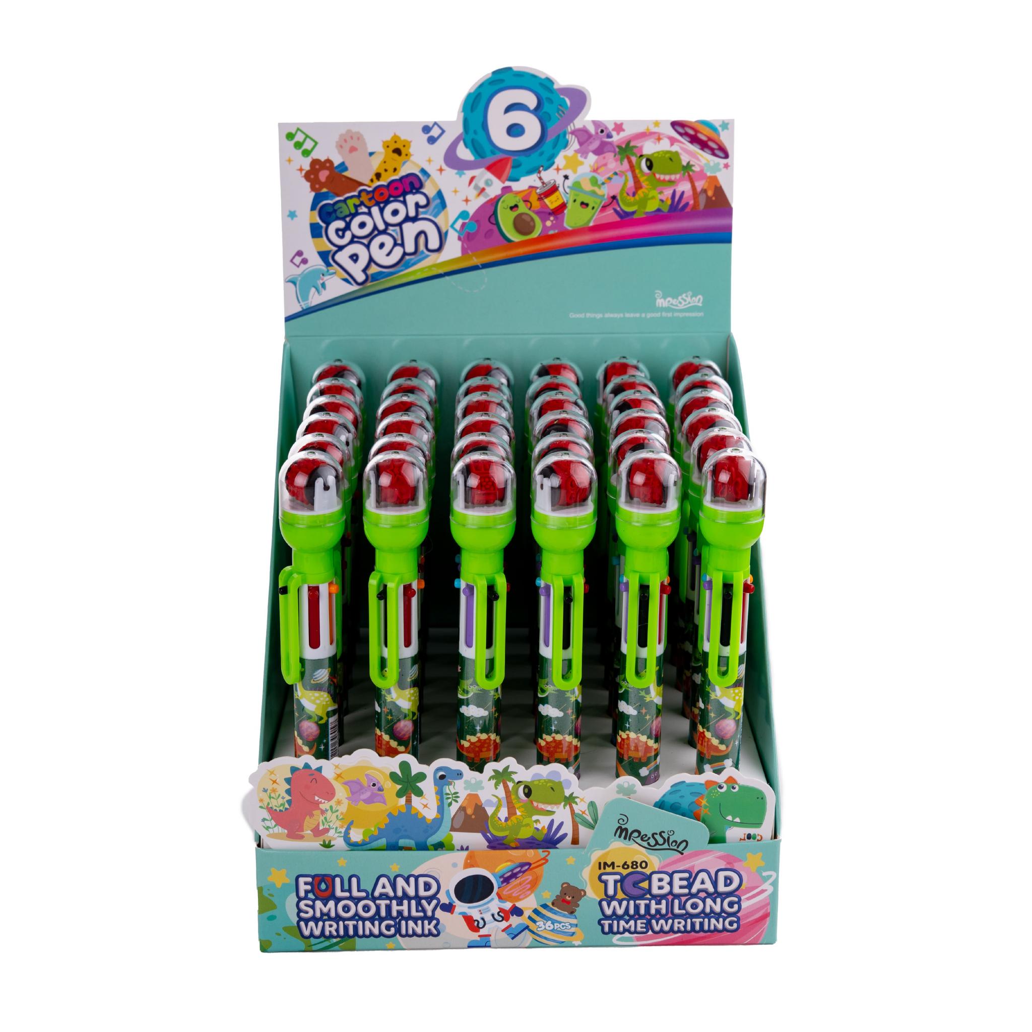 BOLIGRAFO MULTIPAPER DINO WORLD 6 COLORES EN 1 + SELLO ROTATIVO (25-278)