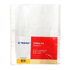 FOLIO TRAMA A4 POLIPROPILENO X 100 UNID ( 50 MIC )