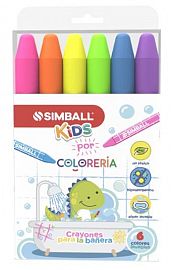 LAPICES DE CERA SIMBALL PARA LA BAÑERA BLISTER X 6 COLORES