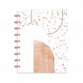 CUADERNO HAPPY PLANNER PIEDRA ROSA C/DISCOS X 60 HJS 17X23 CM RAYADO PUNTEADO