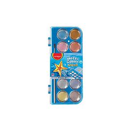 ACUARELA KEYROAD METALIZADA X 12 PASTILLAS + PINCEL