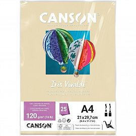 PAPEL CANSON IRIS VIVALDI A4 DE 120 GRS. X 25 HJS. V/COLORES